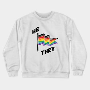 He/They Pronouns Retro Banner Crewneck Sweatshirt